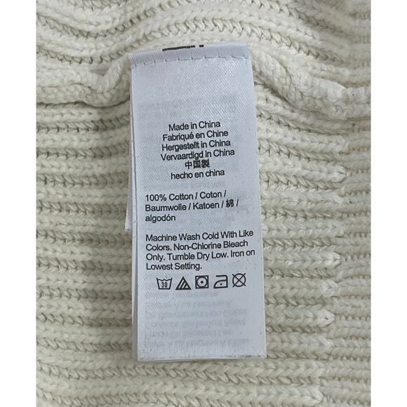 J.Crew Cream Faux Neck 100% Cotton Ribbed Chunky Knit Sweater Reg Size M - Picture 3 of 7